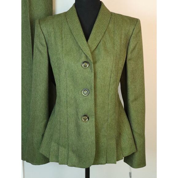 NWT Le Suit Green Pant Suit Bootcut Wide Leg Corporate Business Work 12 Y2K - Picture 3 of 10
